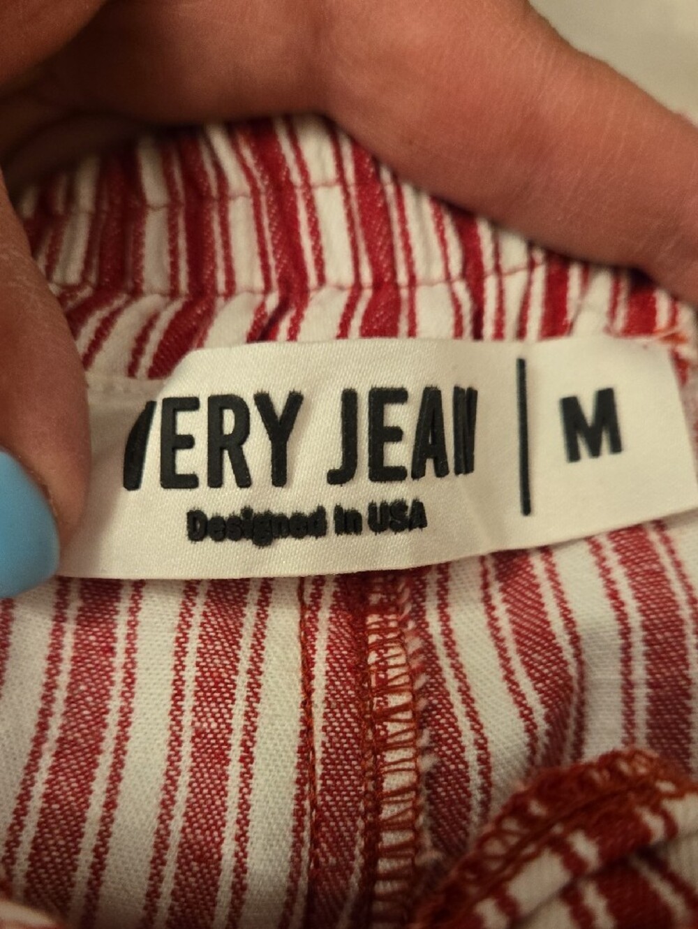 Very J Red & White Striped Pants BARREL JEANS - Picture 2 of 4